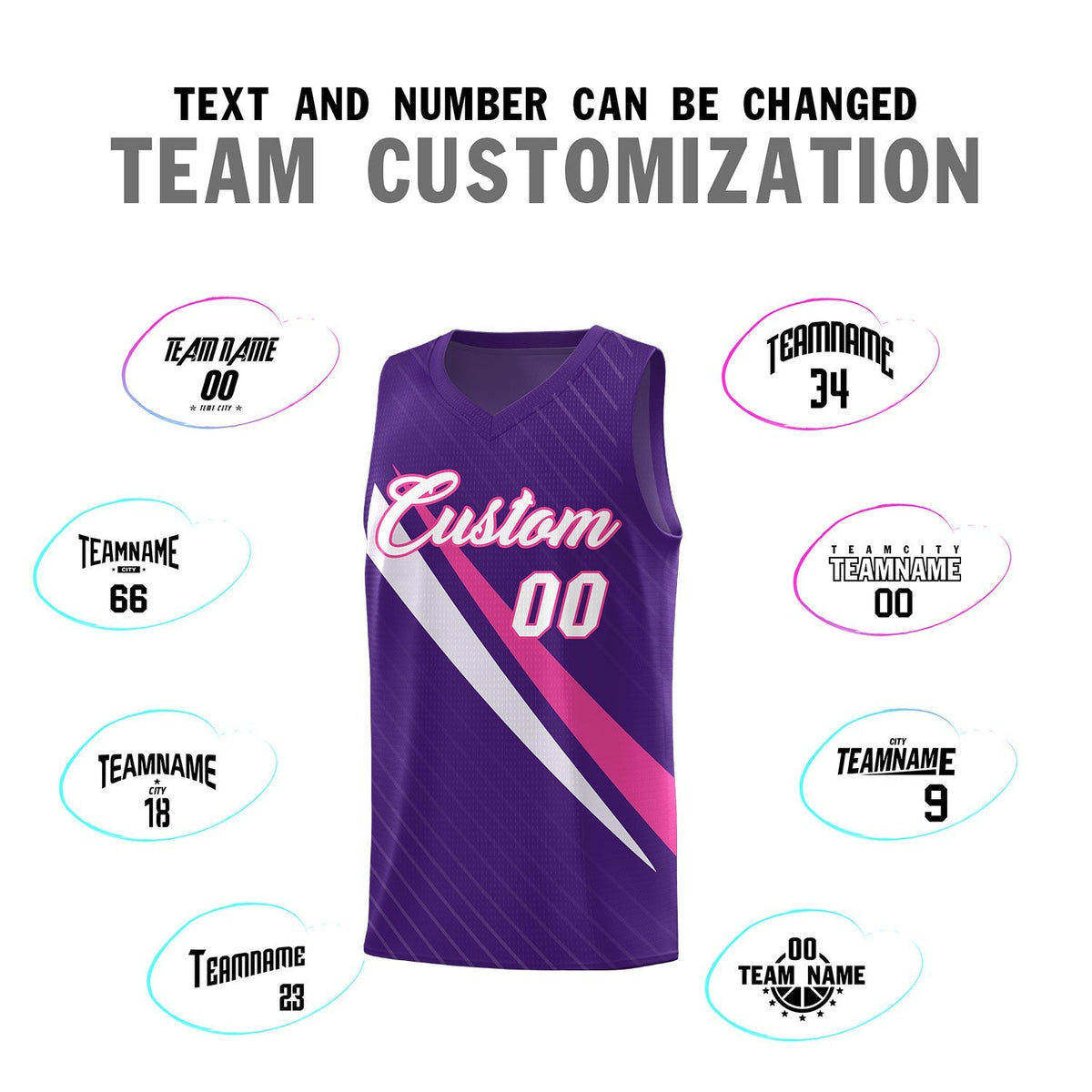 Custom Purple Diagonal Pinstripe Pattern Color Block Sports Uniform Basketball Jersey|KXKSHOP