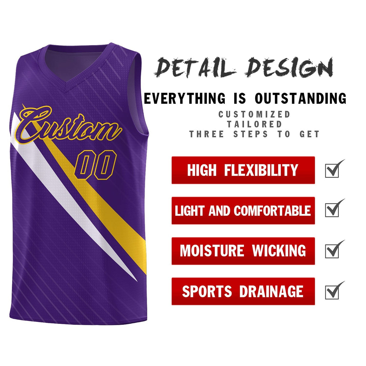 Custom Purple Diagonal Pinstripe Pattern Color Block Sports Uniform Basketball Jersey|KXKSHOP