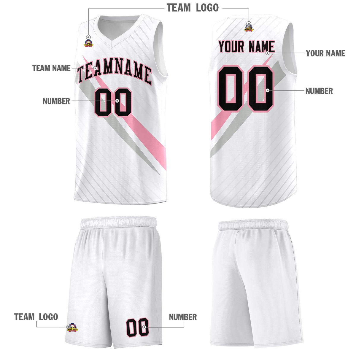 Custom White Diagonal Pinstripe Pattern Color Block Sports Uniform Basketball Jersey|KXKSHOP