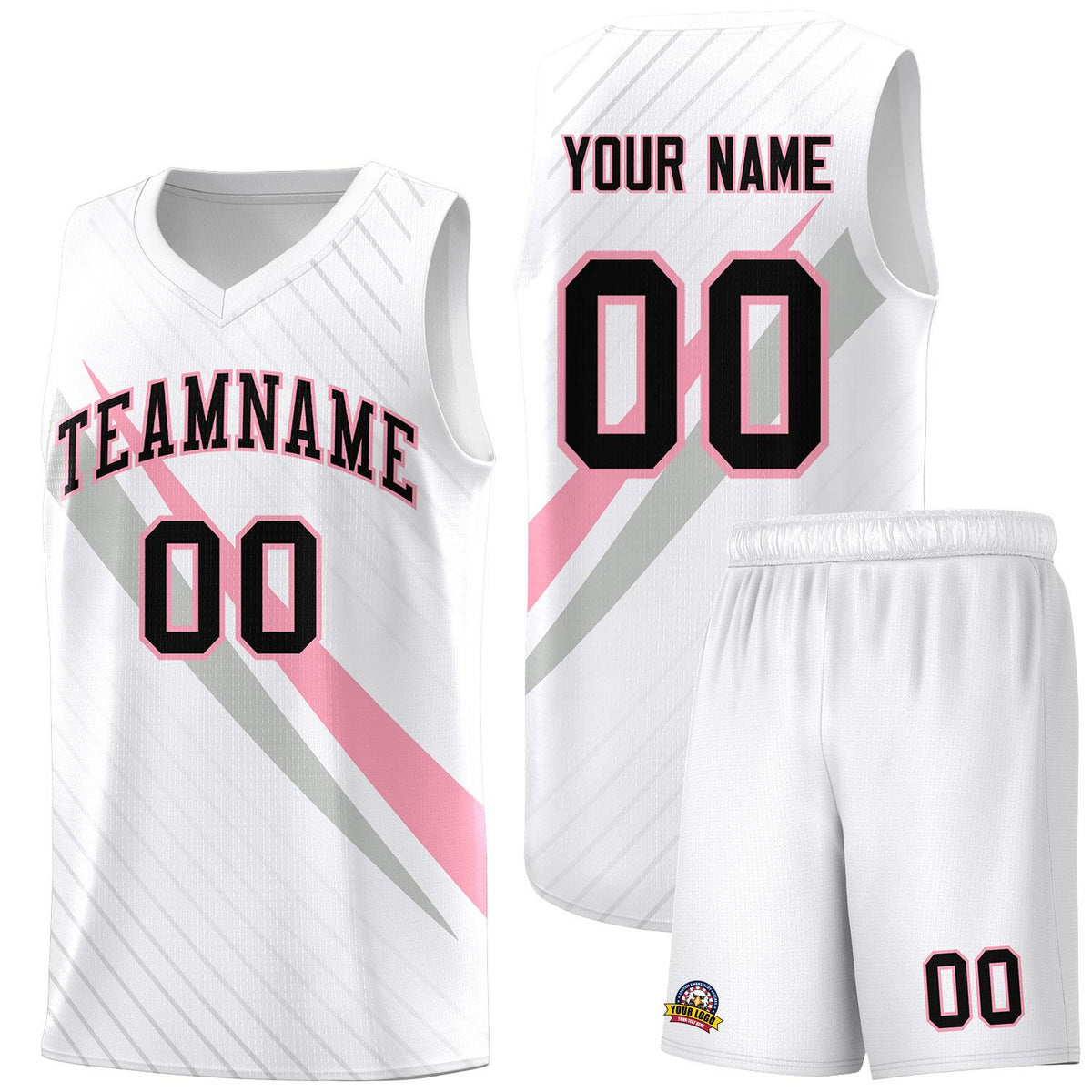 Custom White Diagonal Pinstripe Pattern Color Block Sports Uniform Basketball Jersey|KXKSHOP