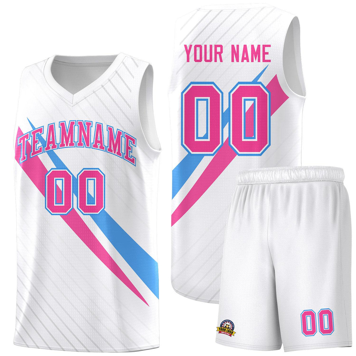 Custom White Diagonal Pinstripe Pattern Color Block Sports Uniform Basketball Jersey|KXKSHOP