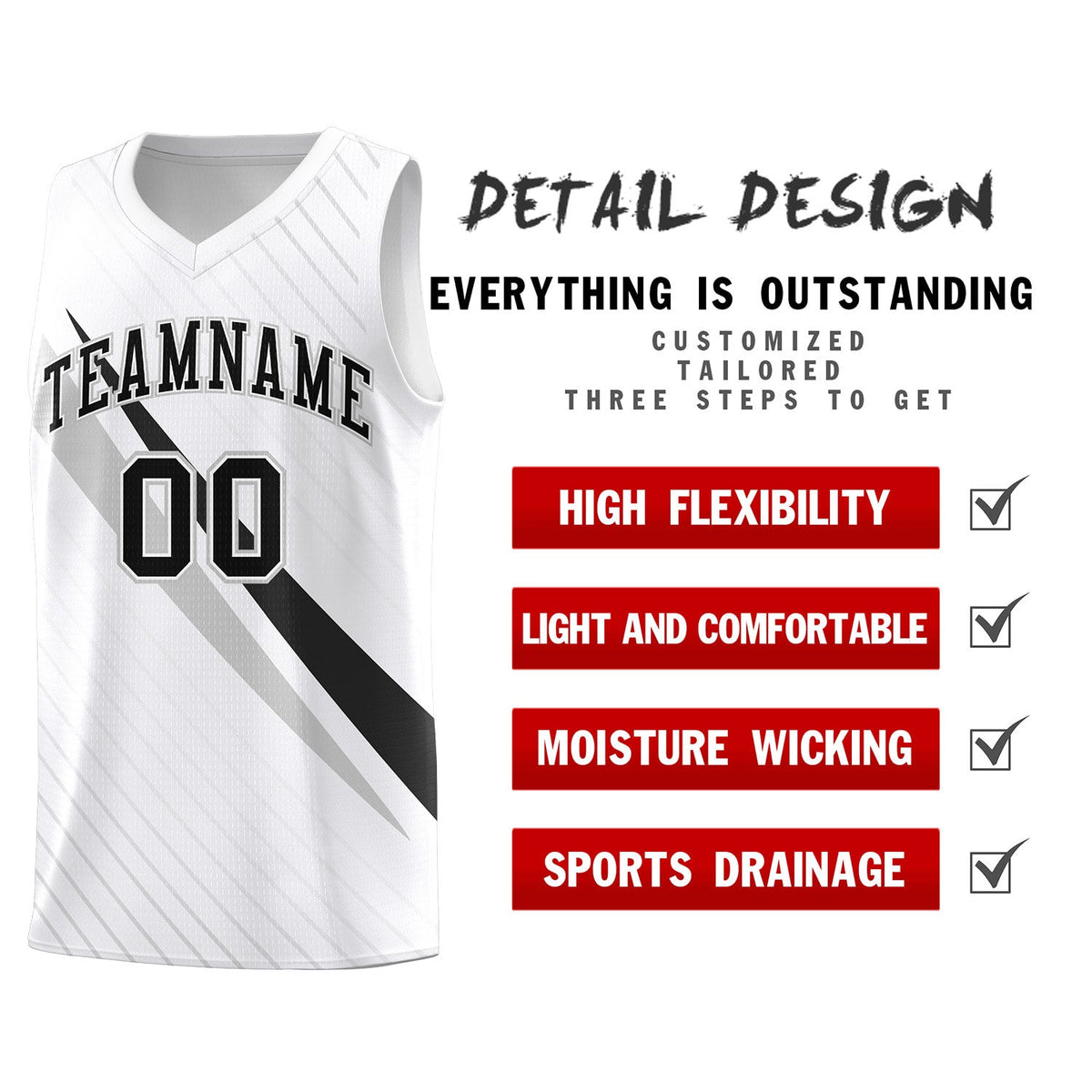 Custom White Diagonal Pinstripe Pattern Color Block Sports Uniform Basketball Jersey|KXKSHOP