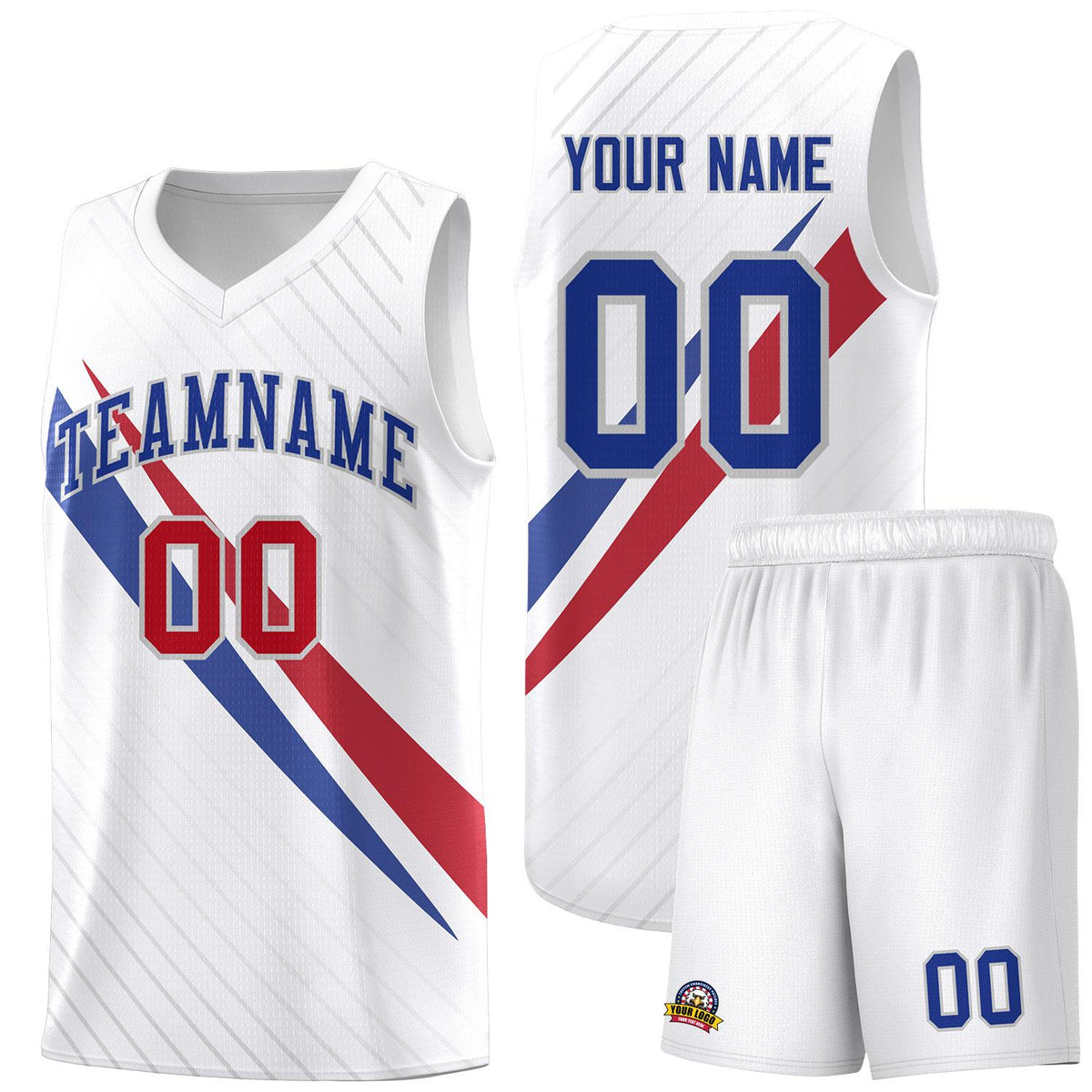 Custom White Diagonal Pinstripe Pattern Color Block Sports Uniform Basketball Jersey|KXKSHOP