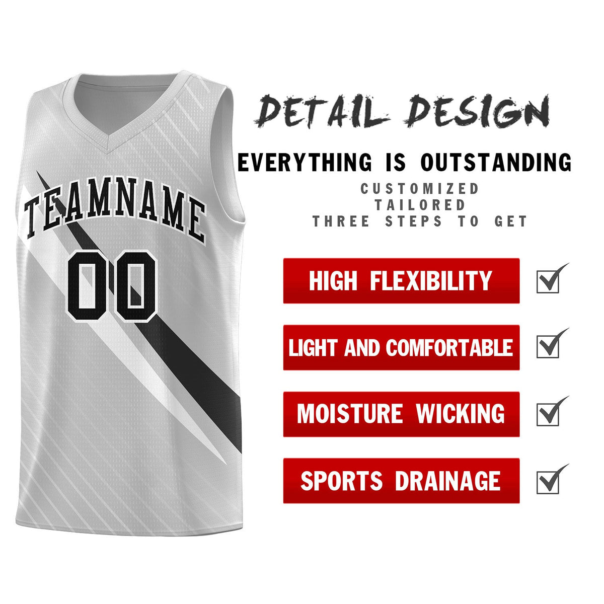 Custom Gray Diagonal Pinstripe Pattern Color Block Sports Uniform Basketball Jersey|KXKSHOP