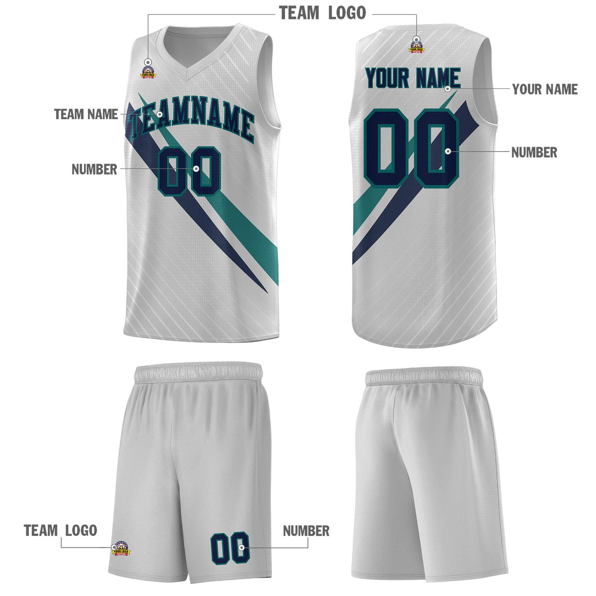 Custom Gray Diagonal Pinstripe Pattern Color Block Sports Uniform Basketball Jersey|KXKSHOP