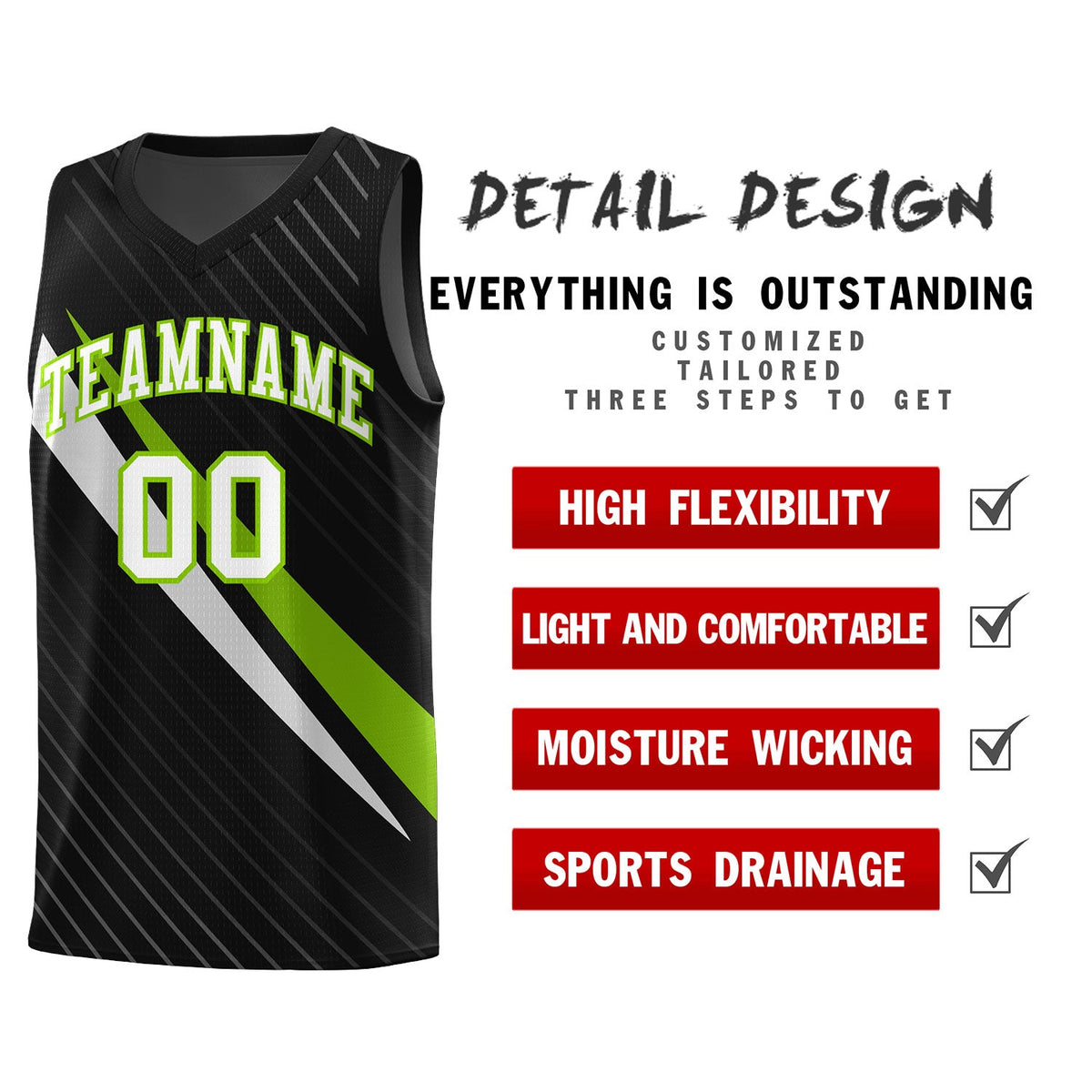 Custom Black Diagonal Pinstripe Pattern Color Block Sports Uniform Basketball Jersey|KXKSHOP