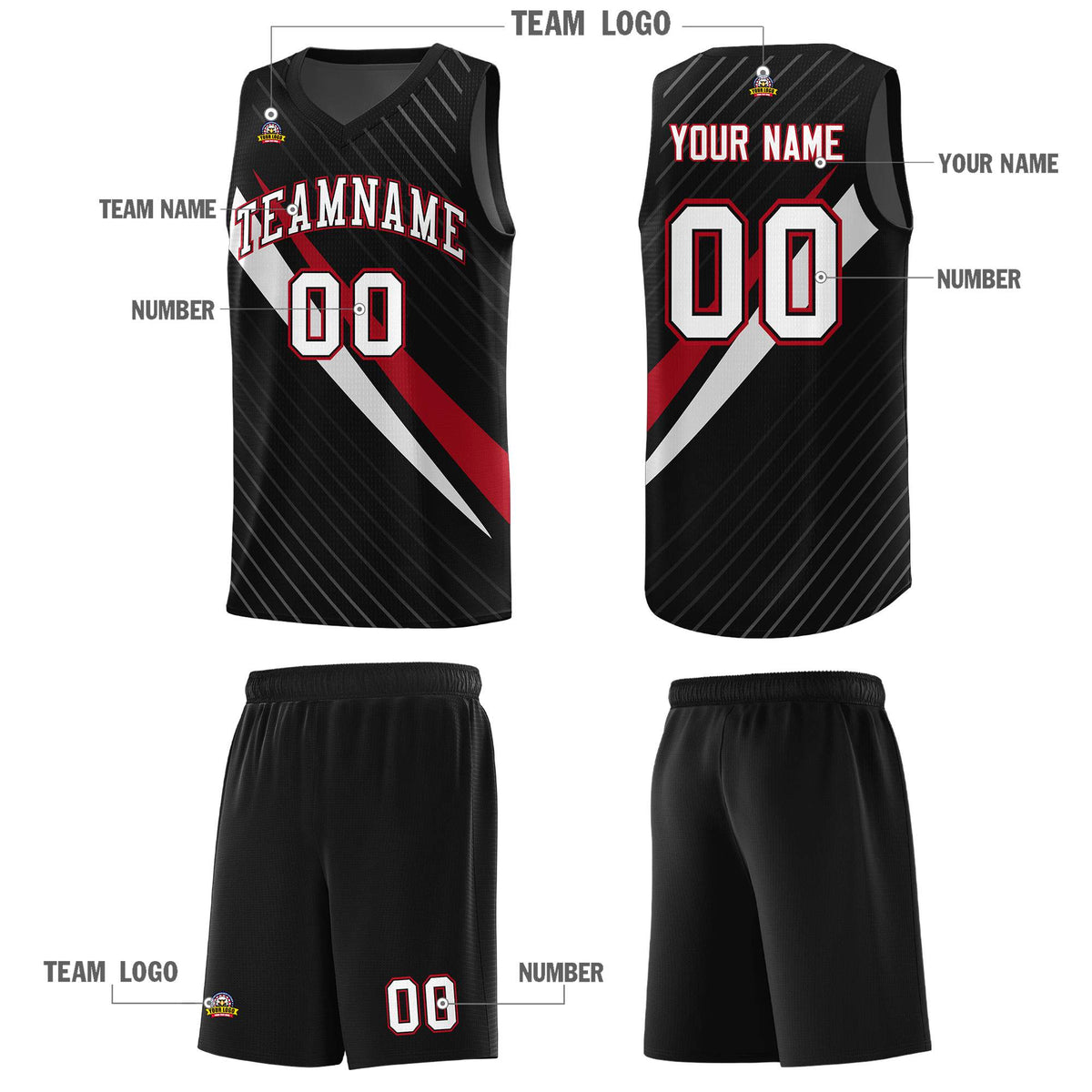 Custom Black Diagonal Pinstripe Pattern Color Block Sports Uniform Basketball Jersey|KXKSHOP