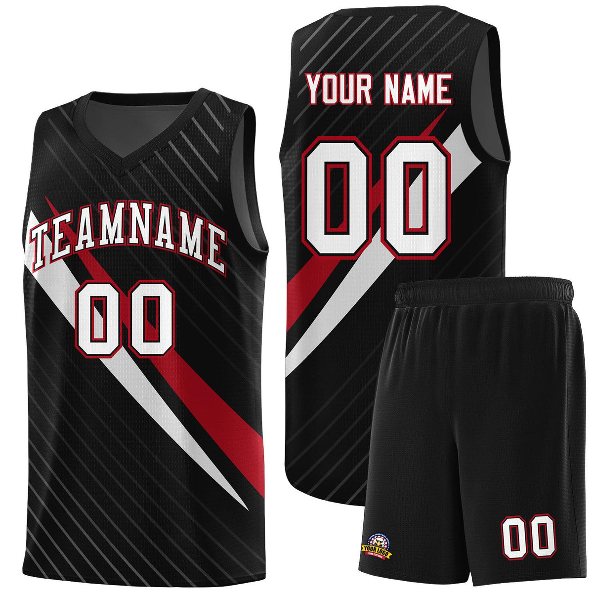 Custom Black Diagonal Pinstripe Pattern Color Block Sports Uniform Basketball Jersey|KXKSHOP