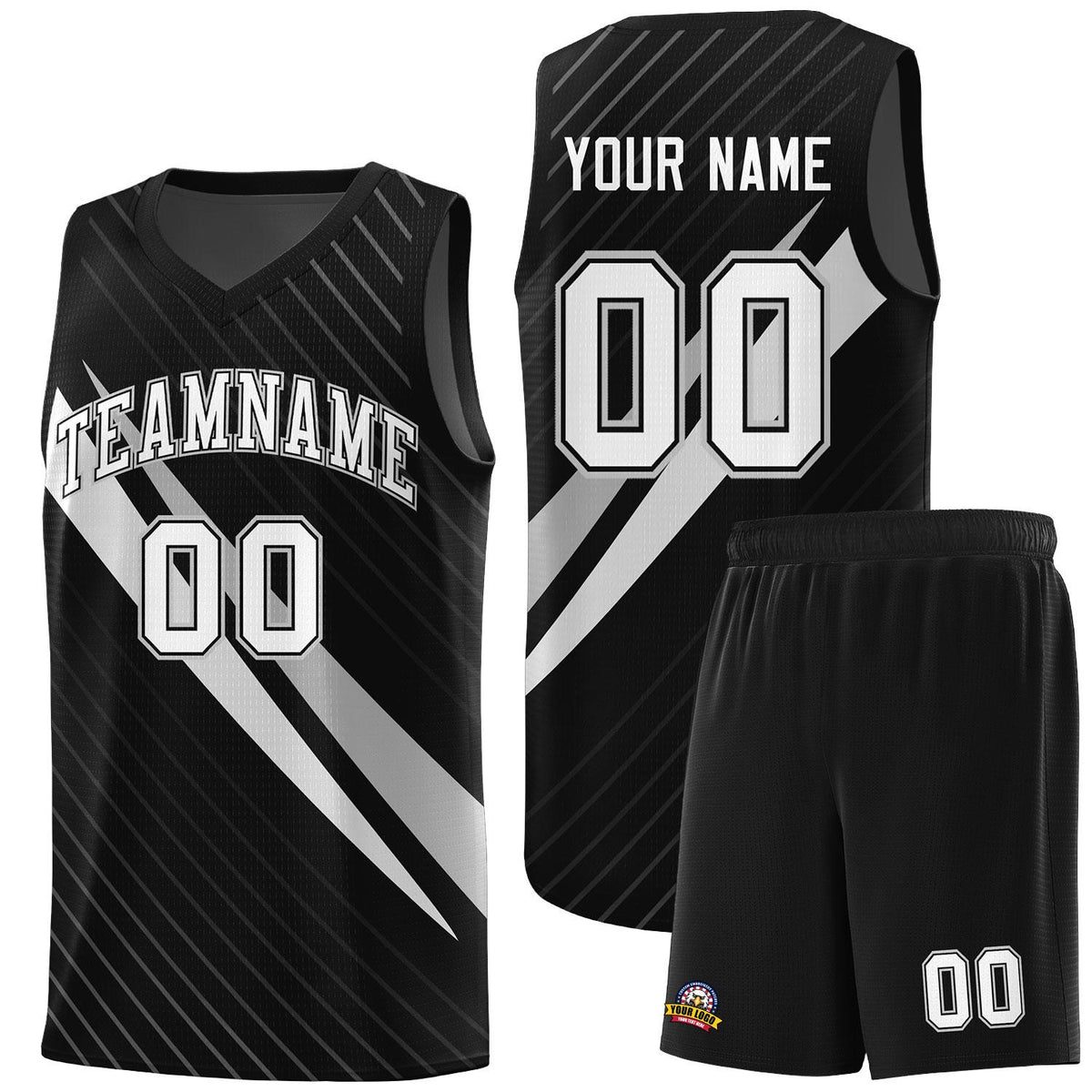 Custom Black Diagonal Pinstripe Pattern Color Block Sports Uniform Basketball Jersey|KXKSHOP