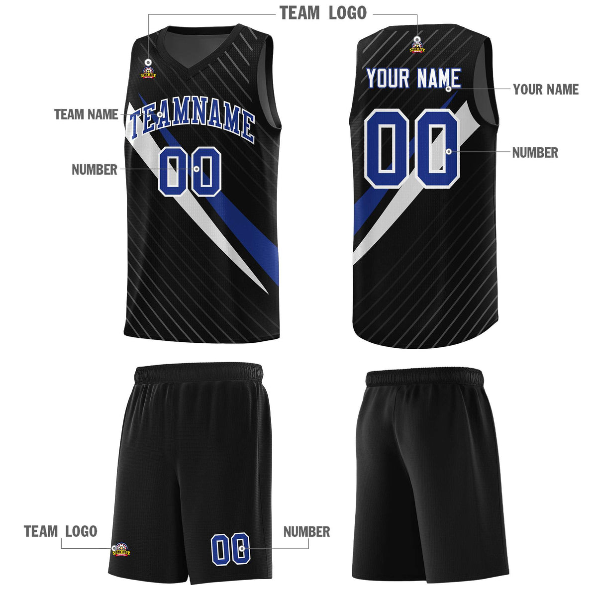 Custom Black Diagonal Pinstripe Pattern Color Block Sports Uniform Basketball Jersey|KXKSHOP
