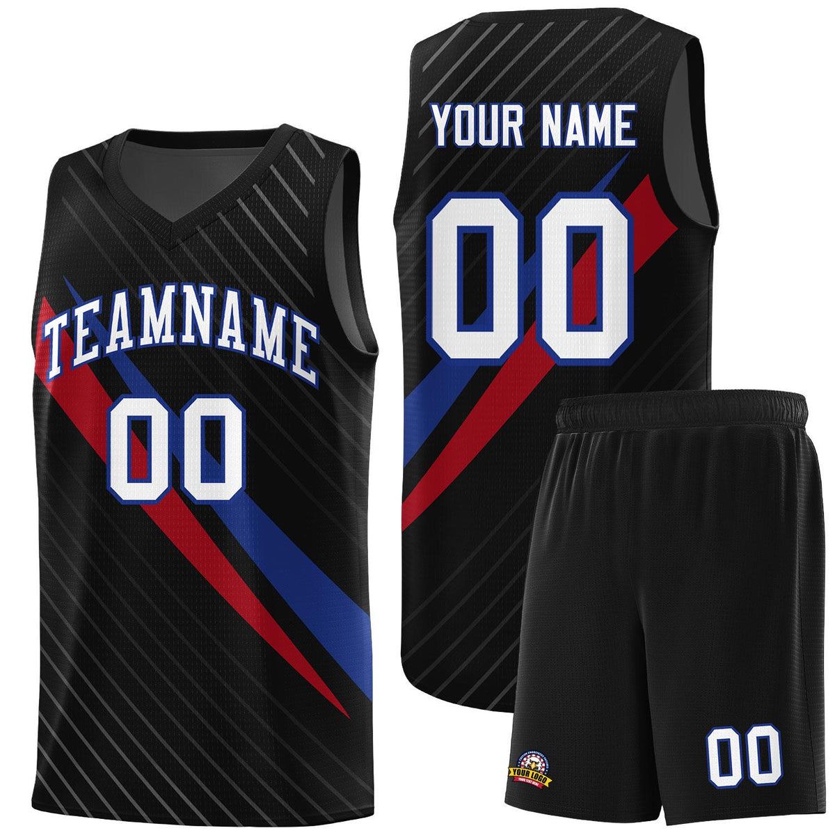 Custom Black Diagonal Pinstripe Pattern Color Block Sports Uniform Basketball Jersey|KXKSHOP