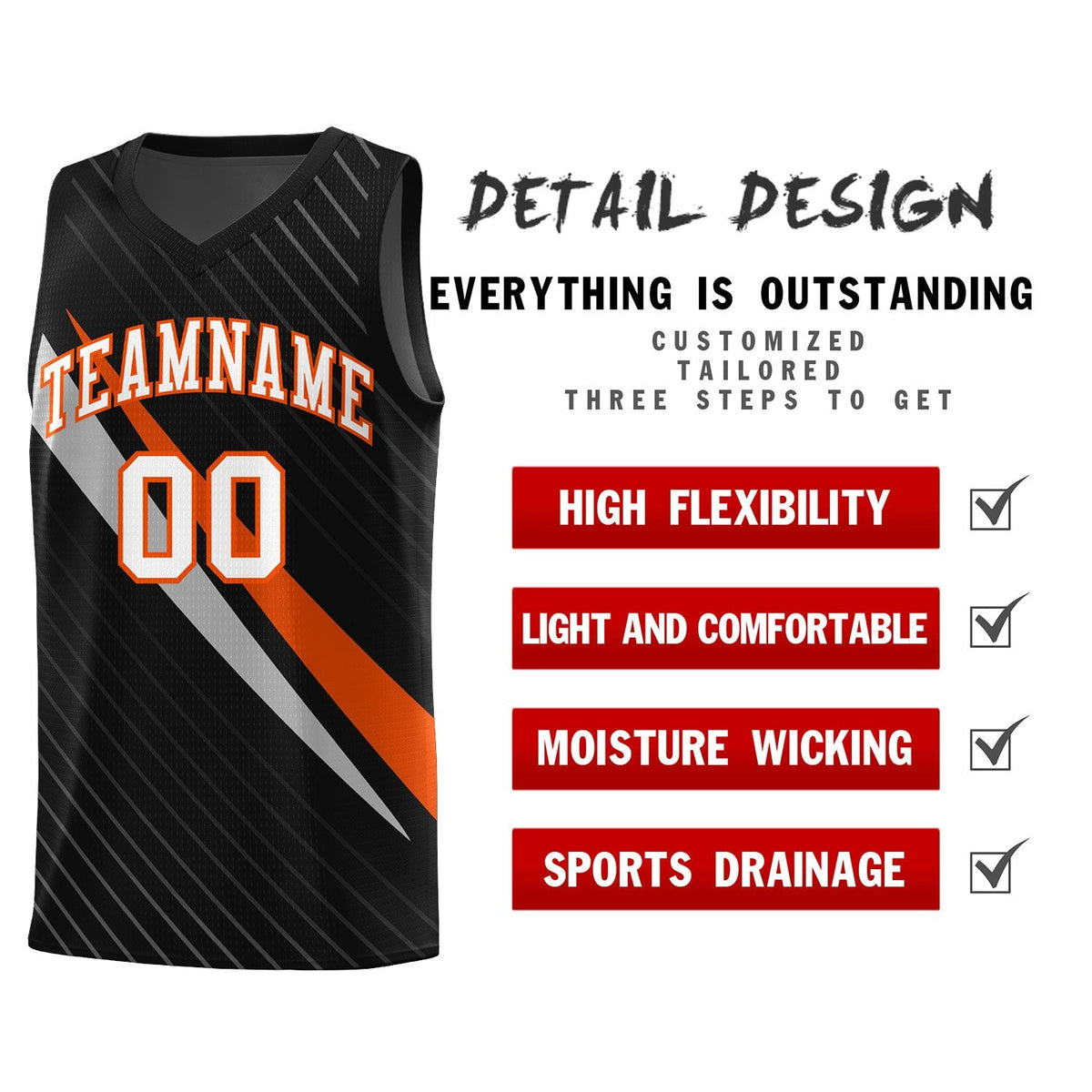 Custom Black Diagonal Pinstripe Pattern Color Block Sports Uniform Basketball Jersey|KXKSHOP