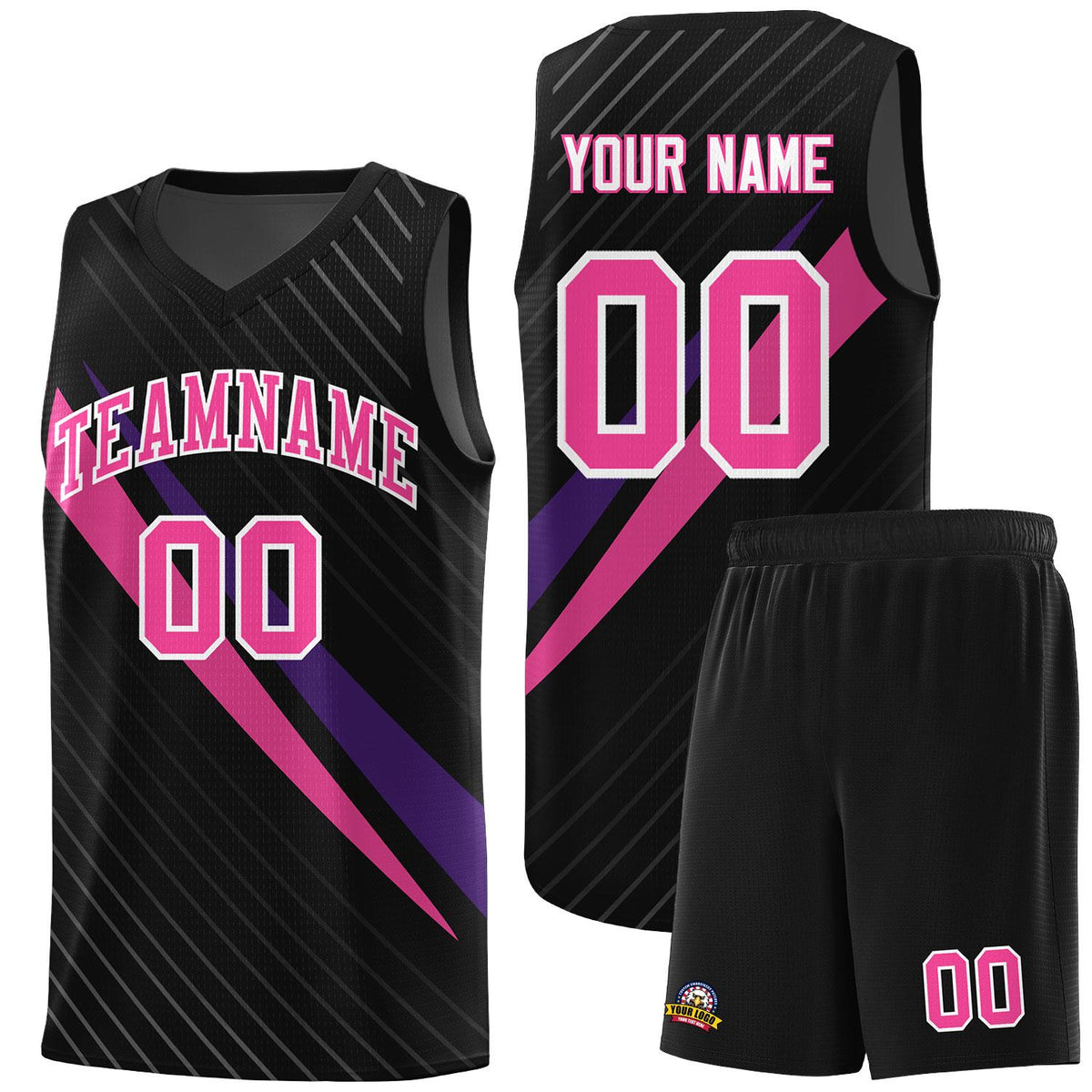 Custom Black Diagonal Pinstripe Pattern Color Block Sports Uniform Basketball Jersey|KXKSHOP