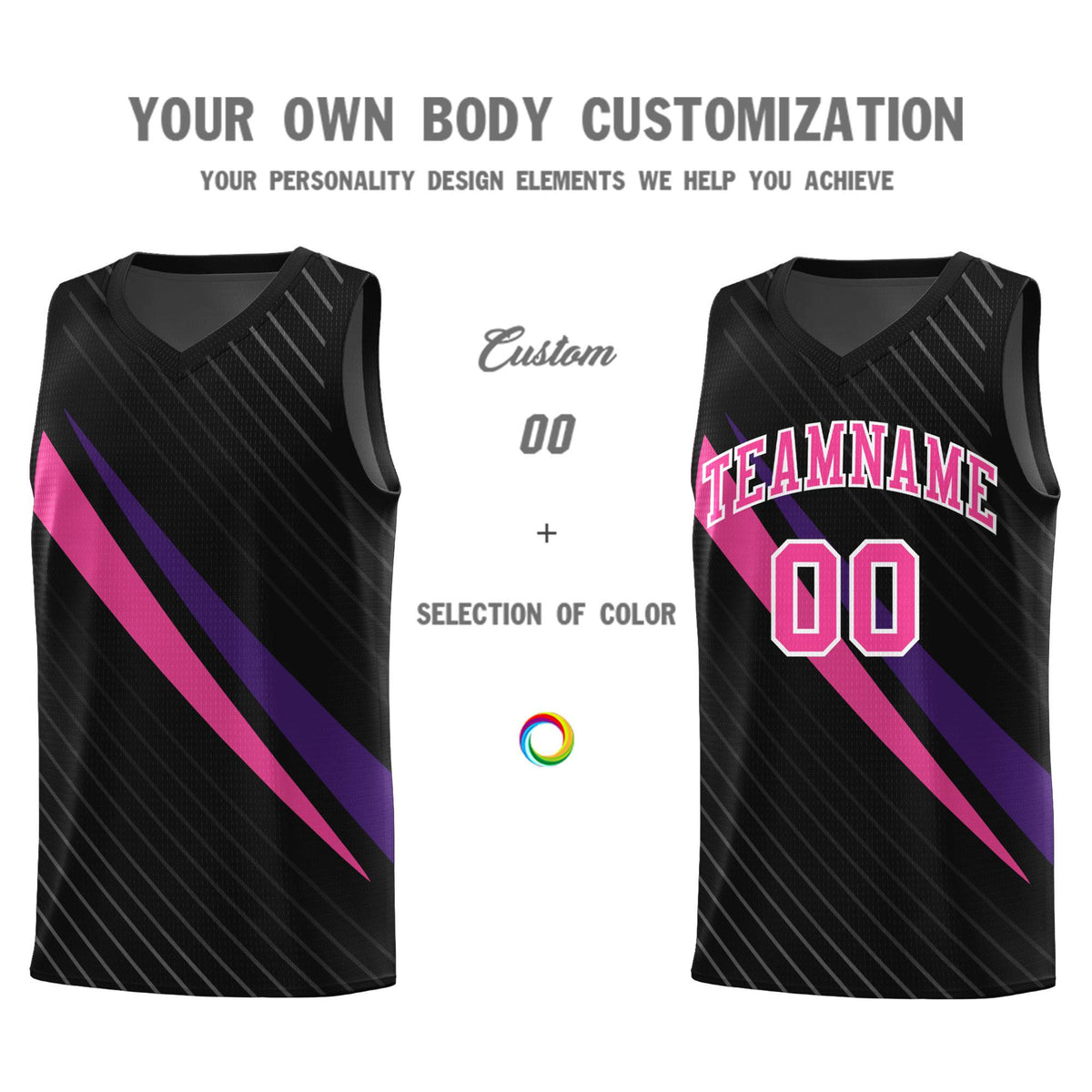 Custom Black Diagonal Pinstripe Pattern Color Block Sports Uniform Basketball Jersey|KXKSHOP