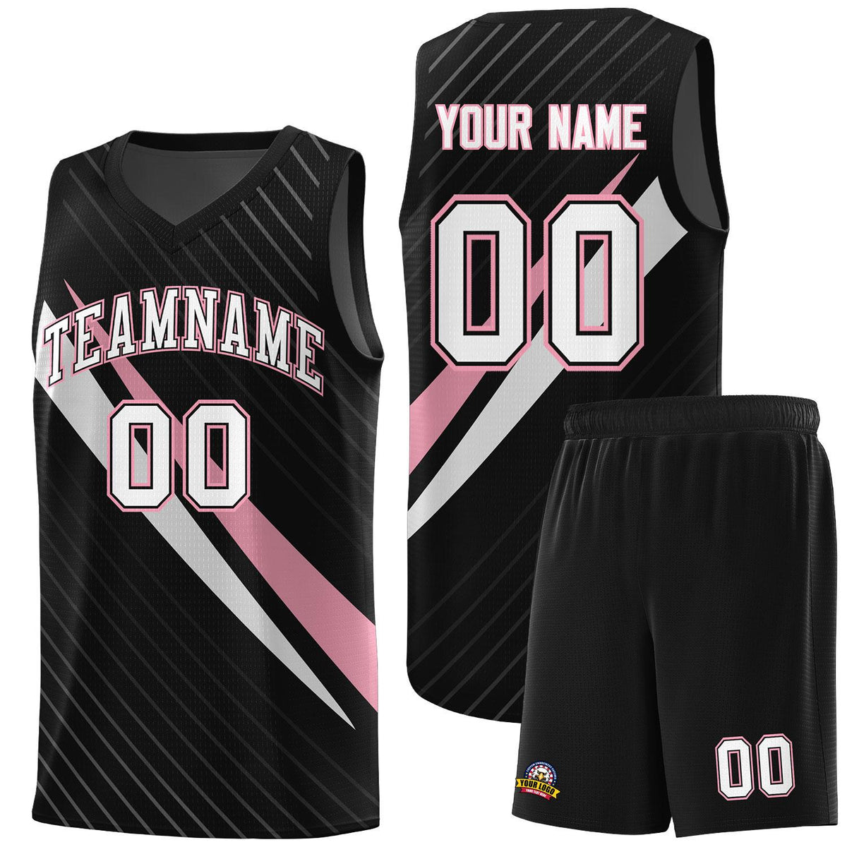 Custom Black Diagonal Pinstripe Pattern Color Block Sports Uniform Basketball Jersey|KXKSHOP