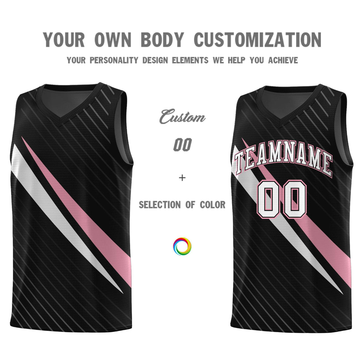 Custom Black Diagonal Pinstripe Pattern Color Block Sports Uniform Basketball Jersey|KXKSHOP