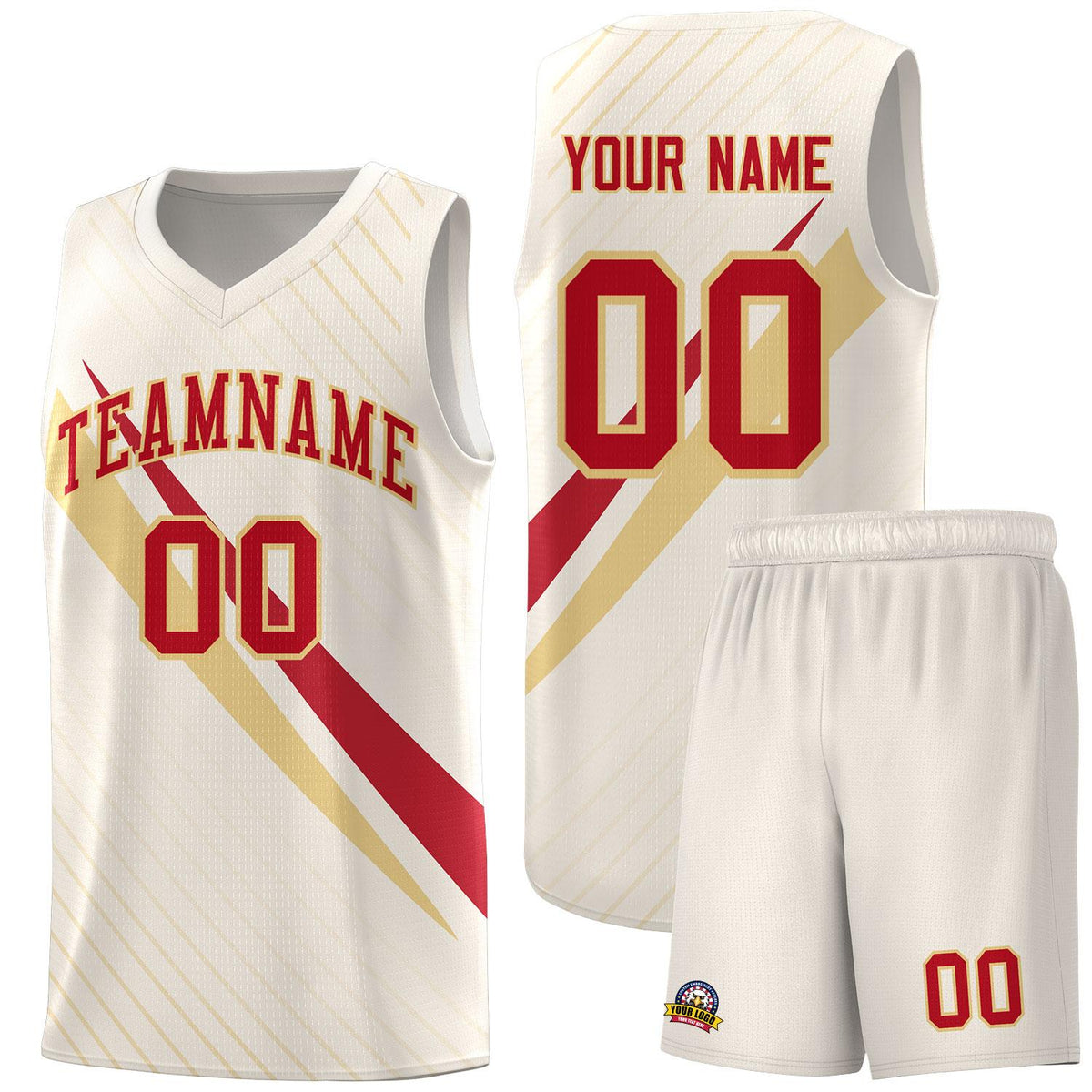 Custom Cream Diagonal Pinstripe Pattern Color Block Sports Uniform Basketball Jersey|KXKSHOP