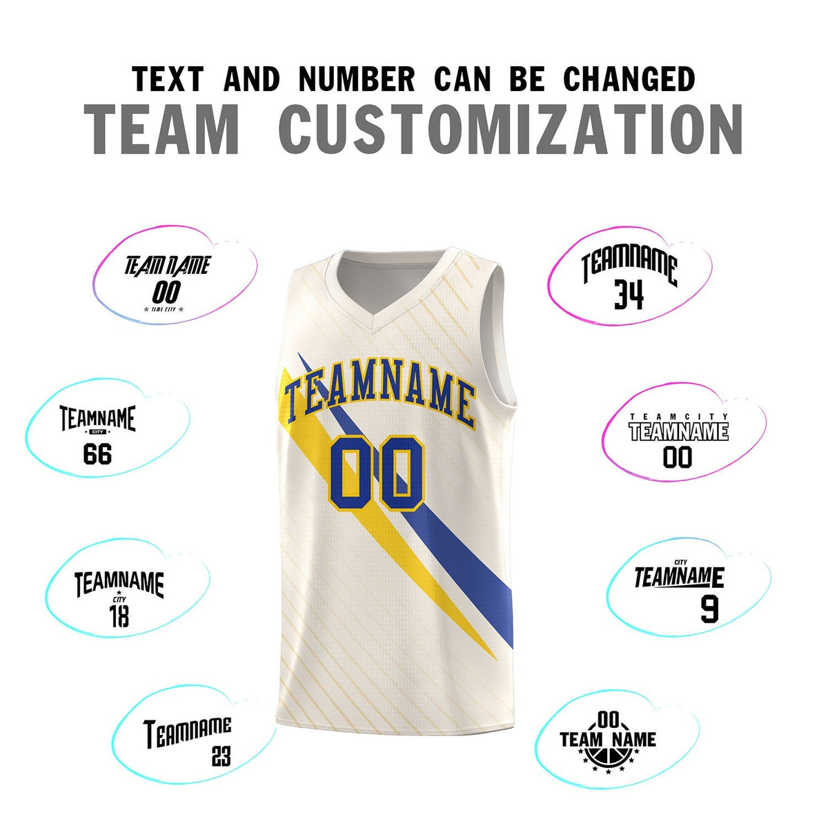Custom Cream Diagonal Pinstripe Pattern Color Block Sports Uniform Basketball Jersey|KXKSHOP