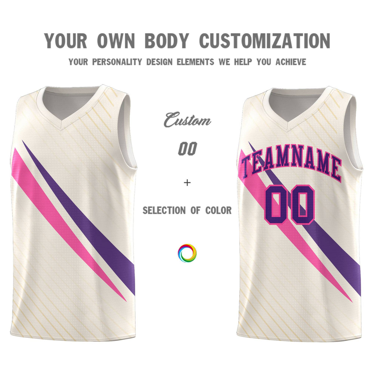 Custom Cream Diagonal Pinstripe Pattern Color Block Sports Uniform Basketball Jersey|KXKSHOP