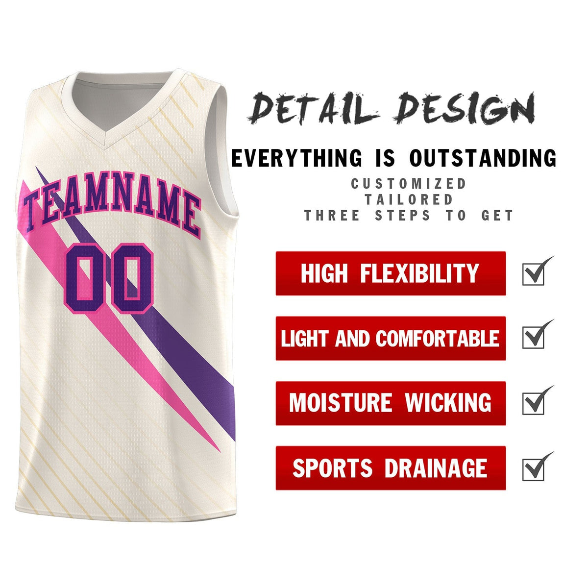 Custom Cream Diagonal Pinstripe Pattern Color Block Sports Uniform Basketball Jersey|KXKSHOP