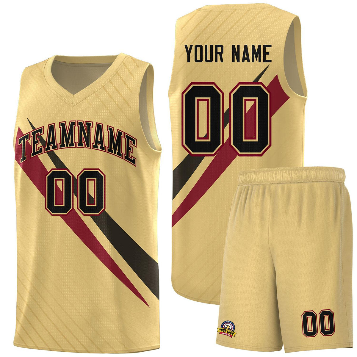 Custom Khaki Diagonal Pinstripe Pattern Color Block Sports Uniform Basketball Jersey|KXKSHOP