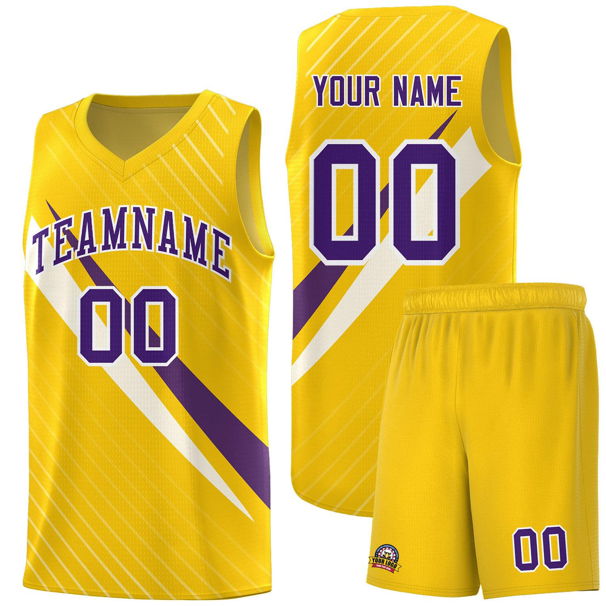 Custom Gold Diagonal Pinstripe Pattern Color Block Sports Uniform Basketball Jersey|KXKSHOP