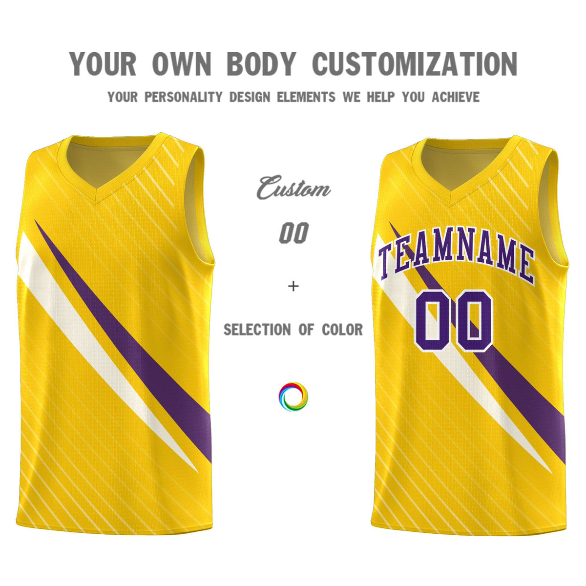 Custom Gold Diagonal Pinstripe Pattern Color Block Sports Uniform Basketball Jersey|KXKSHOP