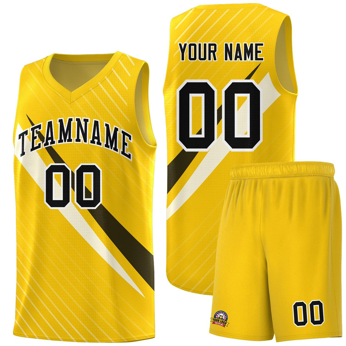 Custom Gold Diagonal Pinstripe Pattern Color Block Sports Uniform Basketball Jersey|KXKSHOP