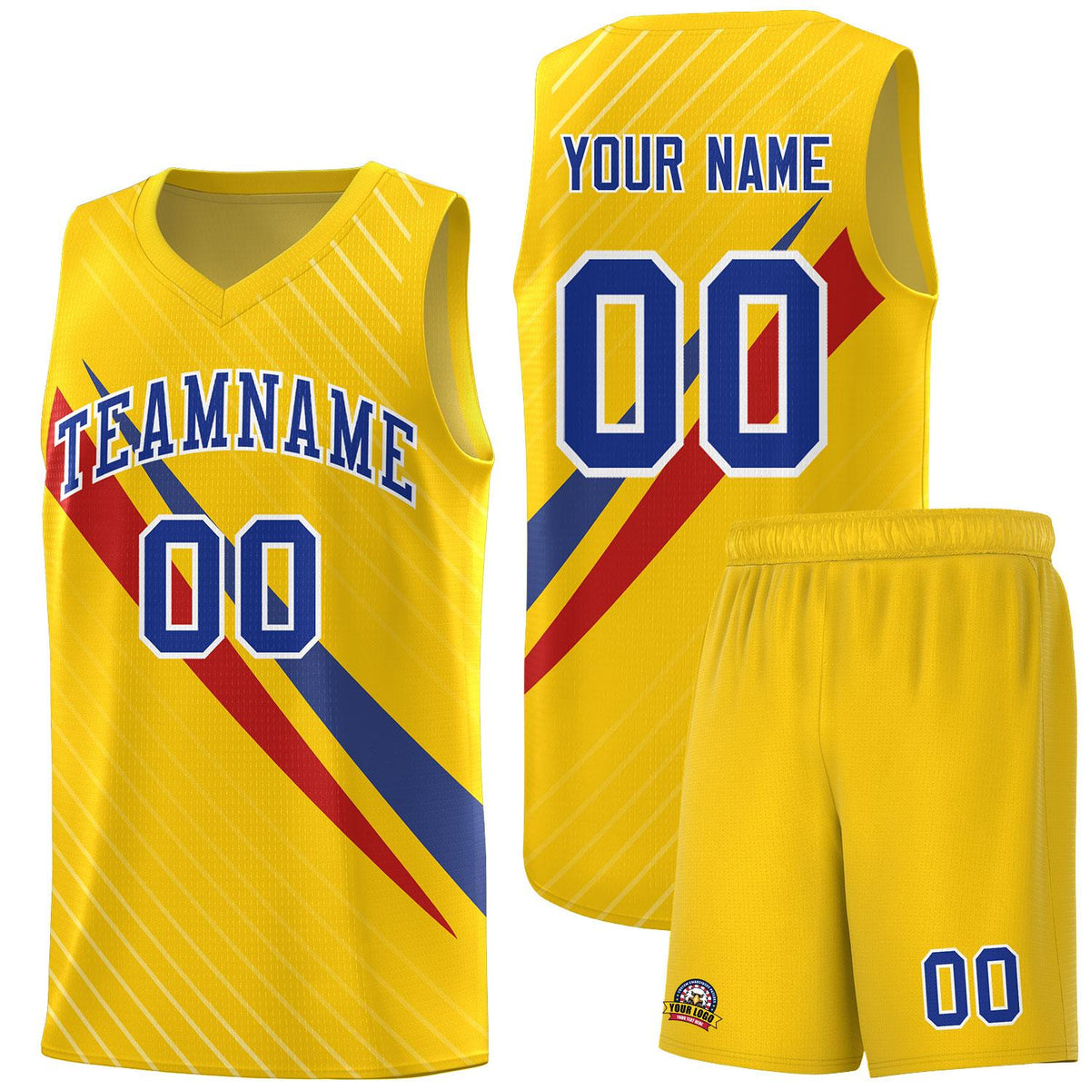 Custom Gold Diagonal Pinstripe Pattern Color Block Sports Uniform Basketball Jersey|KXKSHOP