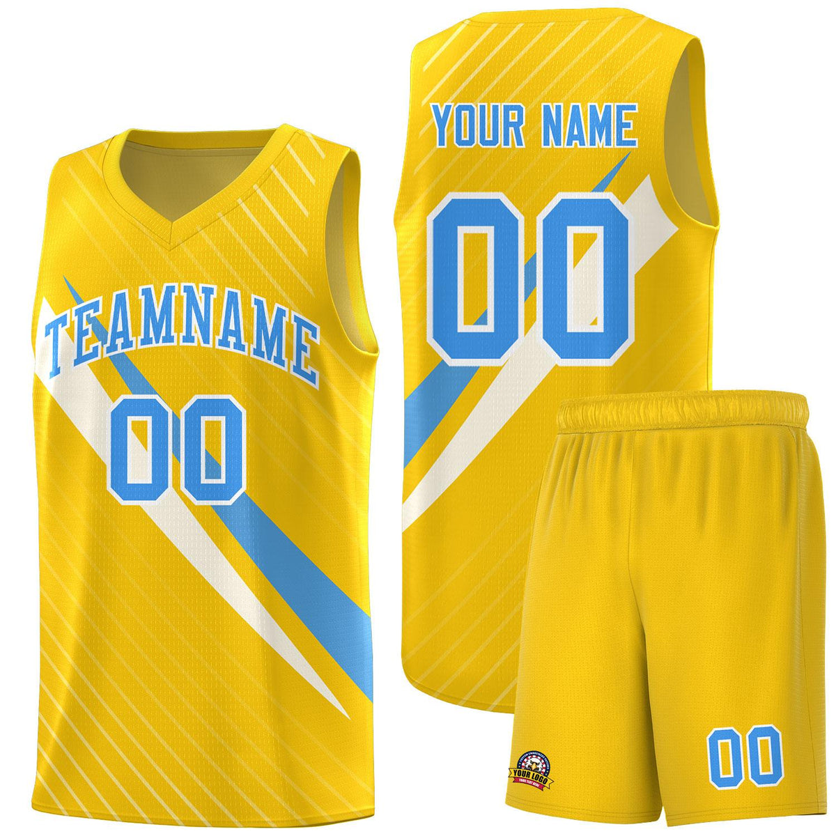 Custom Gold Diagonal Pinstripe Pattern Color Block Sports Uniform Basketball Jersey|KXKSHOP