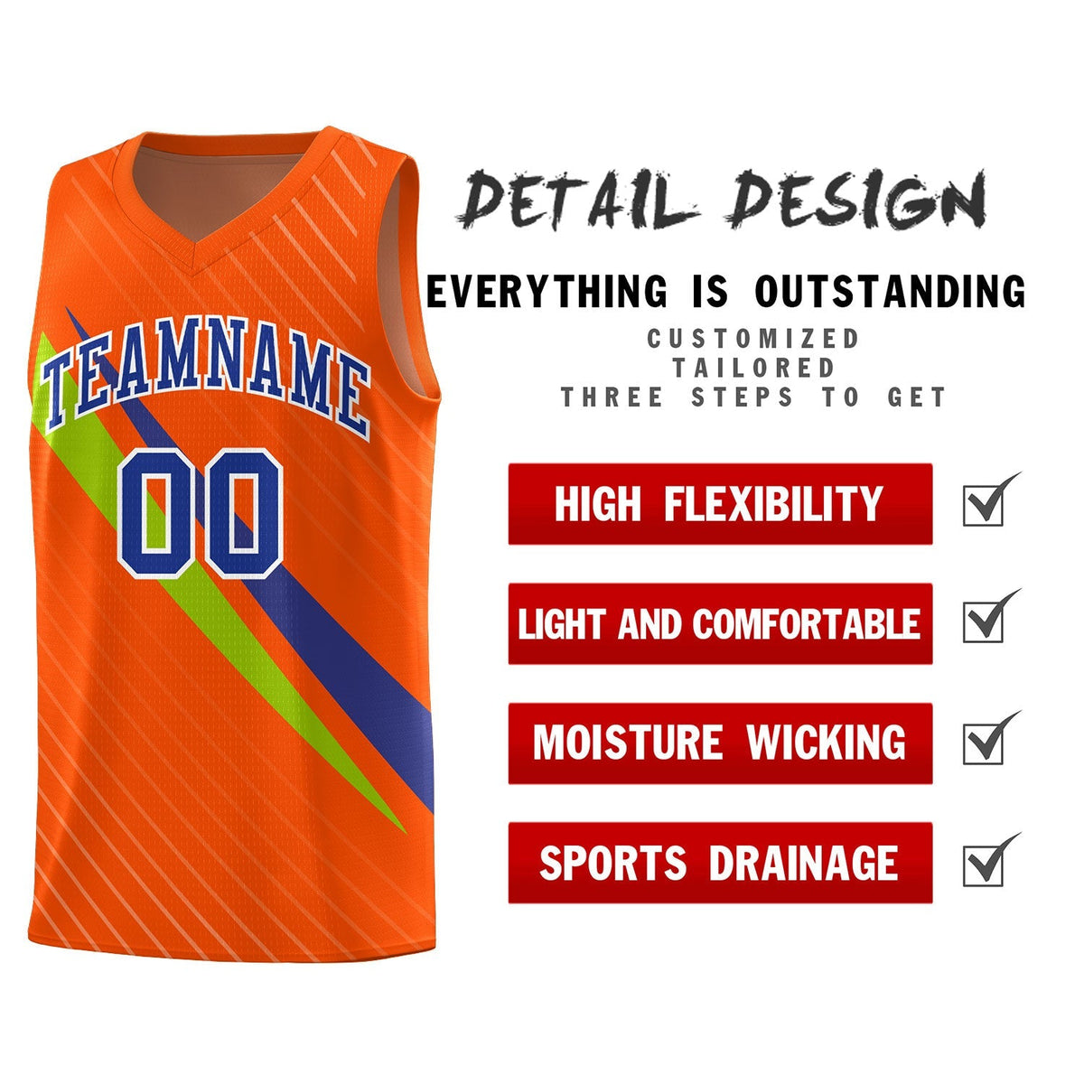 Custom Orange Diagonal Pinstripe Pattern Color Block Sports Uniform Basketball Jersey|KXKSHOP