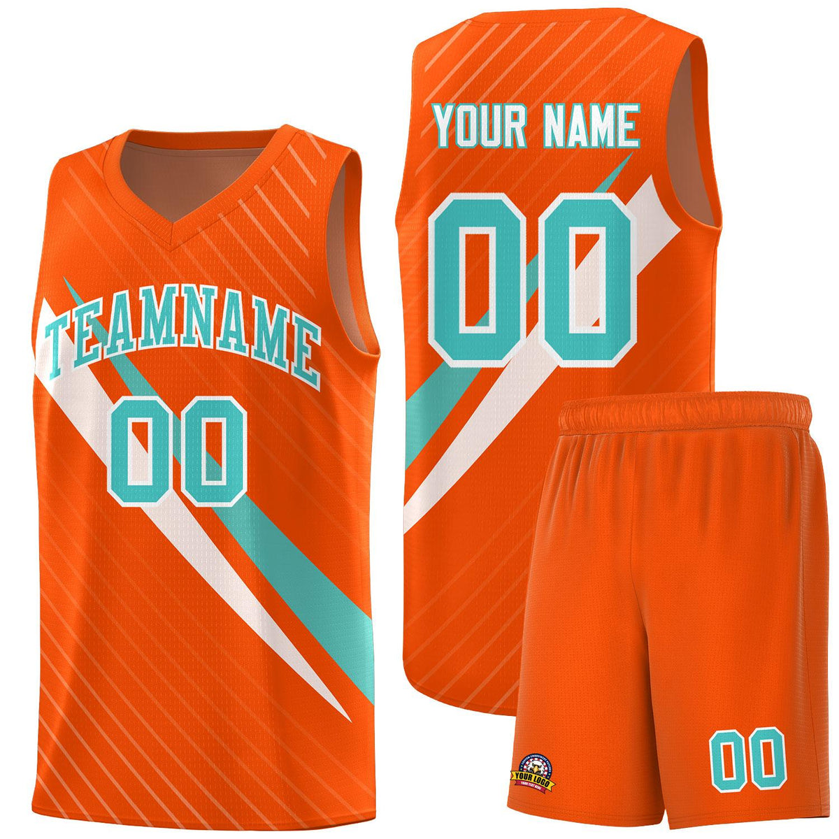 Custom Orange Diagonal Pinstripe Pattern Color Block Sports Uniform Basketball Jersey|KXKSHOP