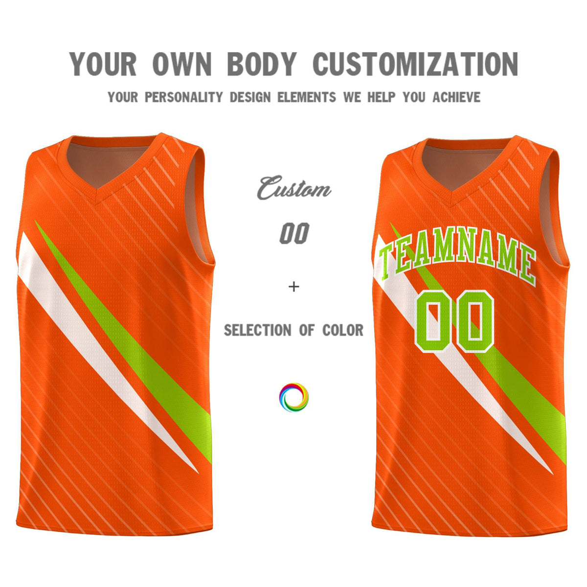 Custom Orange Diagonal Pinstripe Pattern Color Block Sports Uniform Basketball Jersey|KXKSHOP