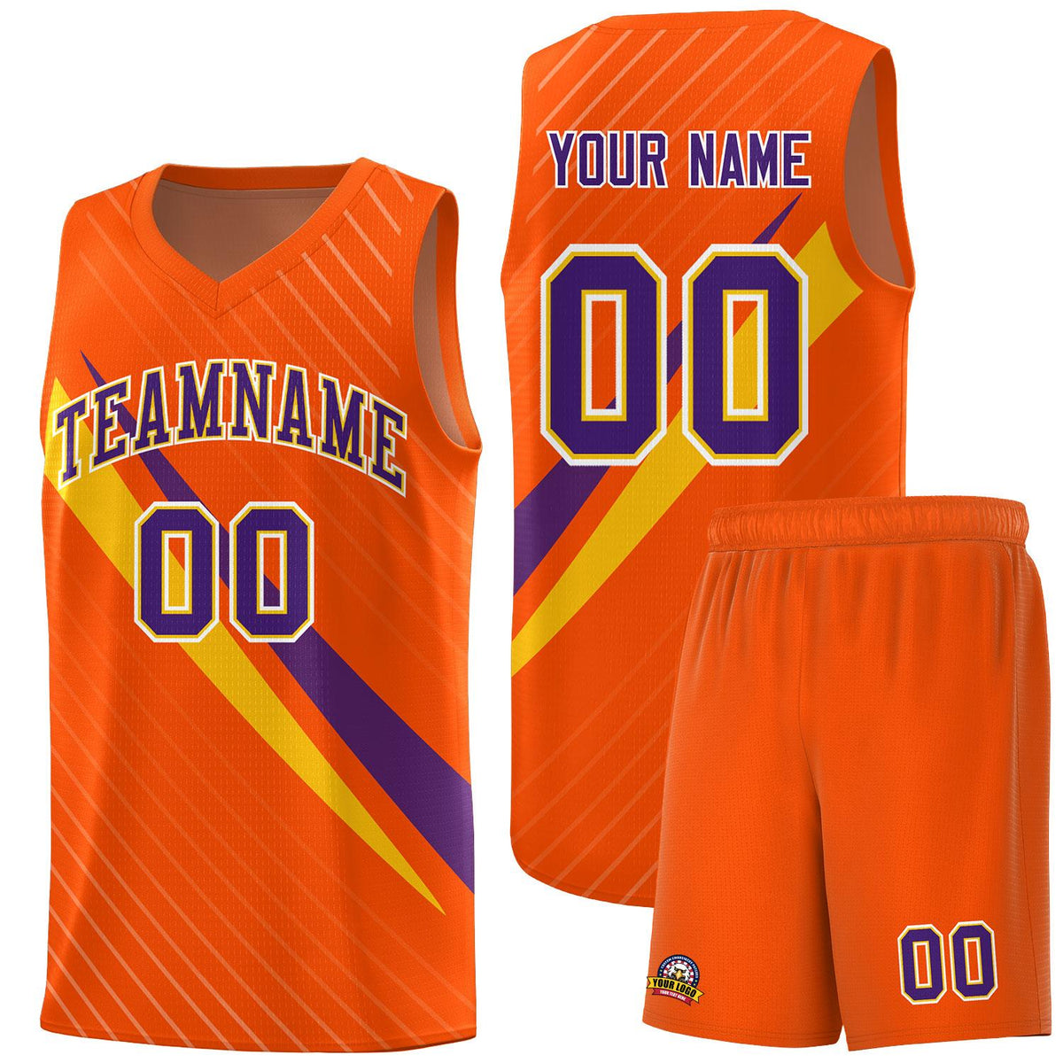 Custom Orange Diagonal Pinstripe Pattern Color Block Sports Uniform Basketball Jersey|KXKSHOP