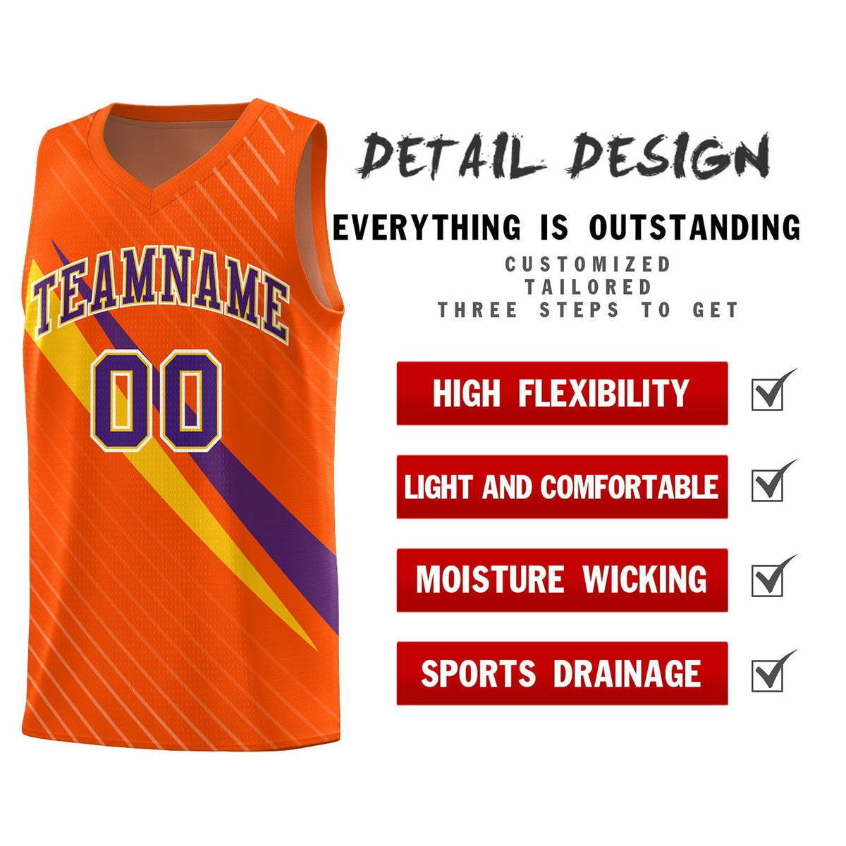 Custom Orange Diagonal Pinstripe Pattern Color Block Sports Uniform Basketball Jersey|KXKSHOP