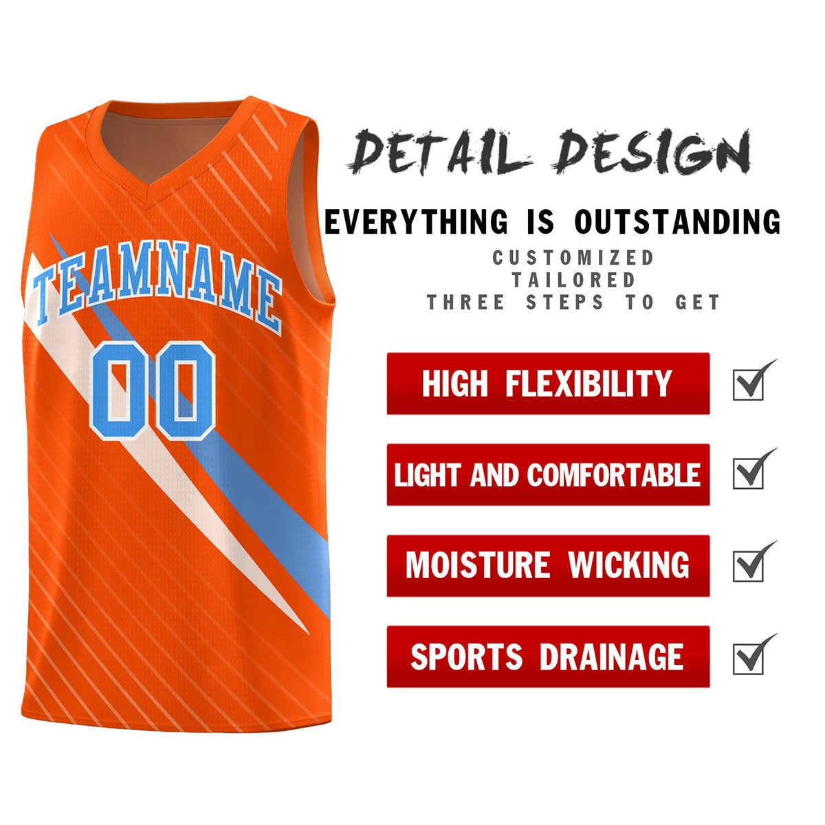 Custom Orange Diagonal Pinstripe Pattern Color Block Sports Uniform Basketball Jersey|KXKSHOP