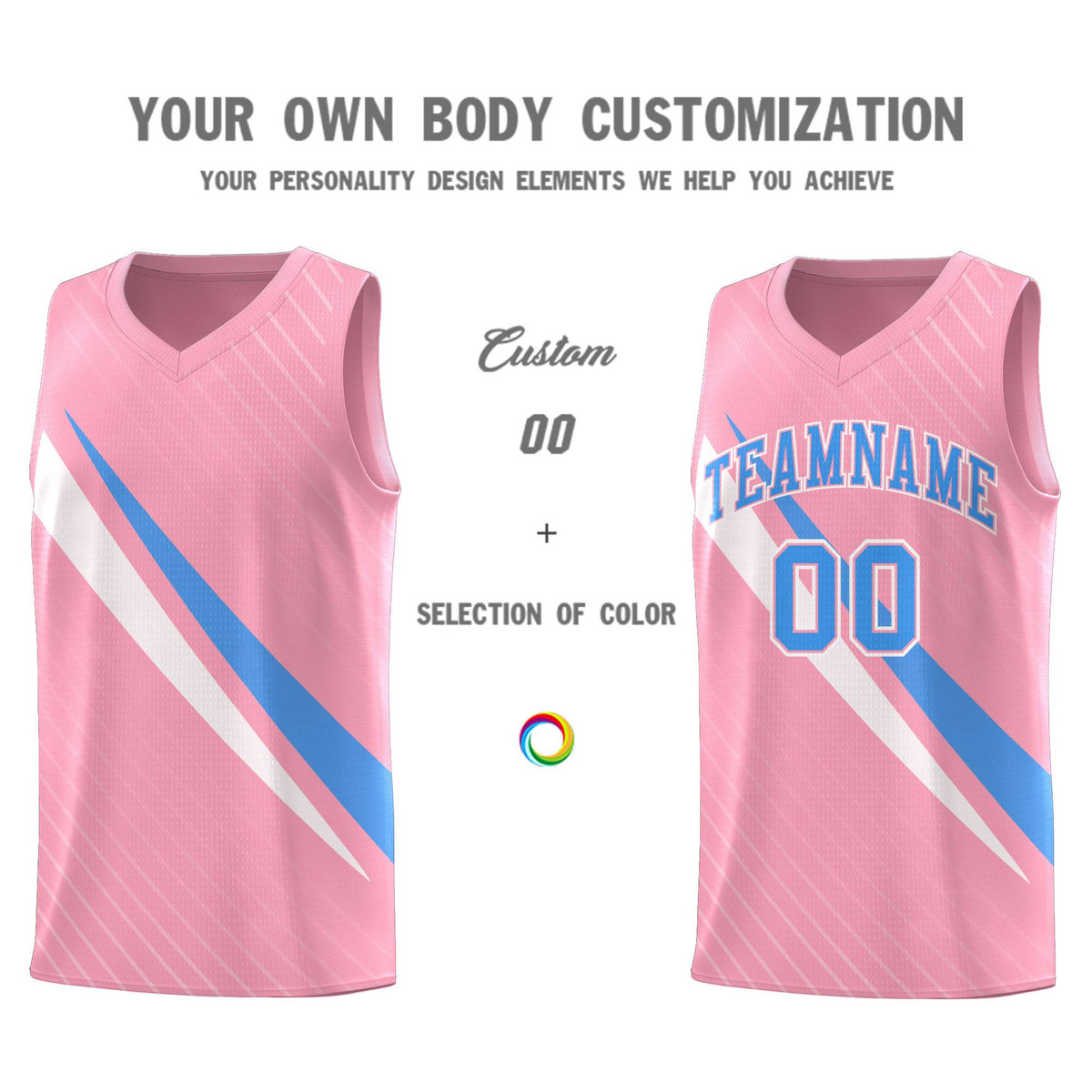 Custom Light Pink Diagonal Pinstripe Pattern Color Block Sports Uniform Basketball Jersey|KXKSHOP