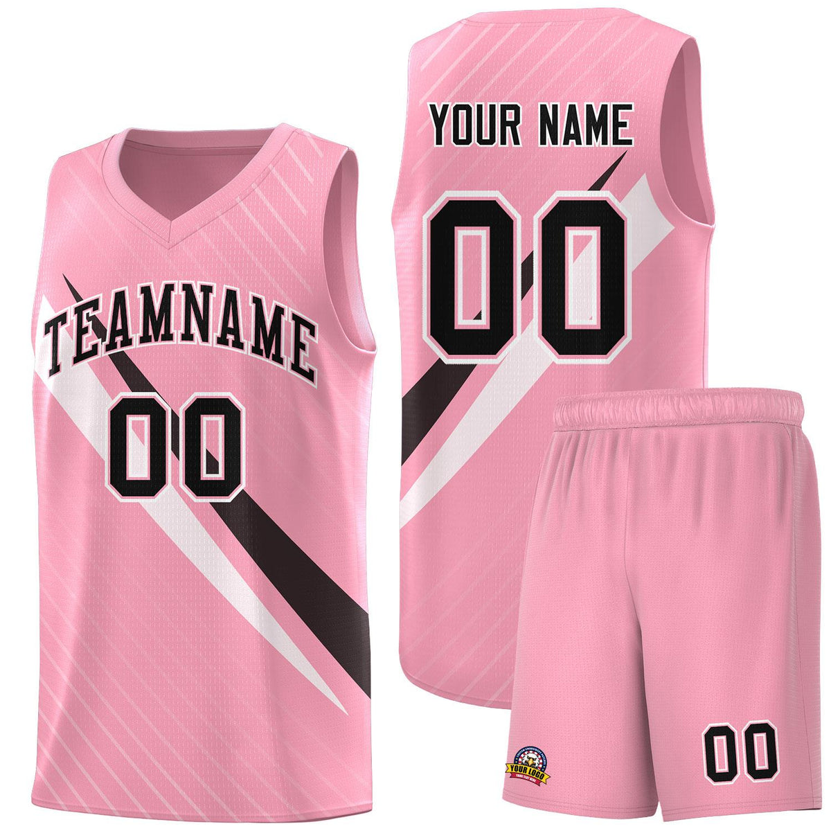 Custom Light Pink Diagonal Pinstripe Pattern Color Block Sports Uniform Basketball Jersey|KXKSHOP