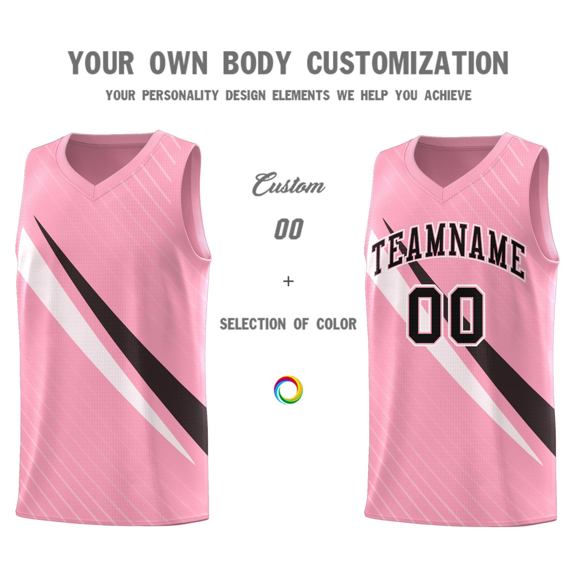 Custom Light Pink Diagonal Pinstripe Pattern Color Block Sports Uniform Basketball Jersey|KXKSHOP
