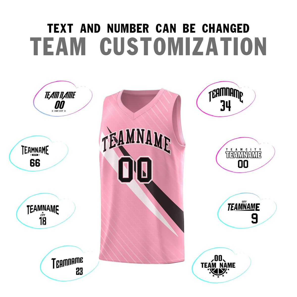Custom Light Pink Diagonal Pinstripe Pattern Color Block Sports Uniform Basketball Jersey|KXKSHOP