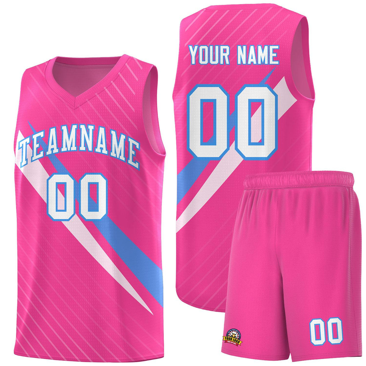 Custom Pink Diagonal Pinstripe Pattern Color Block Sports Uniform Basketball Jersey|KXKSHOP