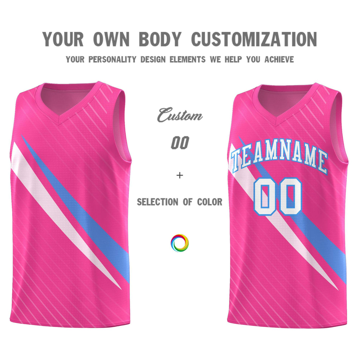 Custom Pink Diagonal Pinstripe Pattern Color Block Sports Uniform Basketball Jersey|KXKSHOP