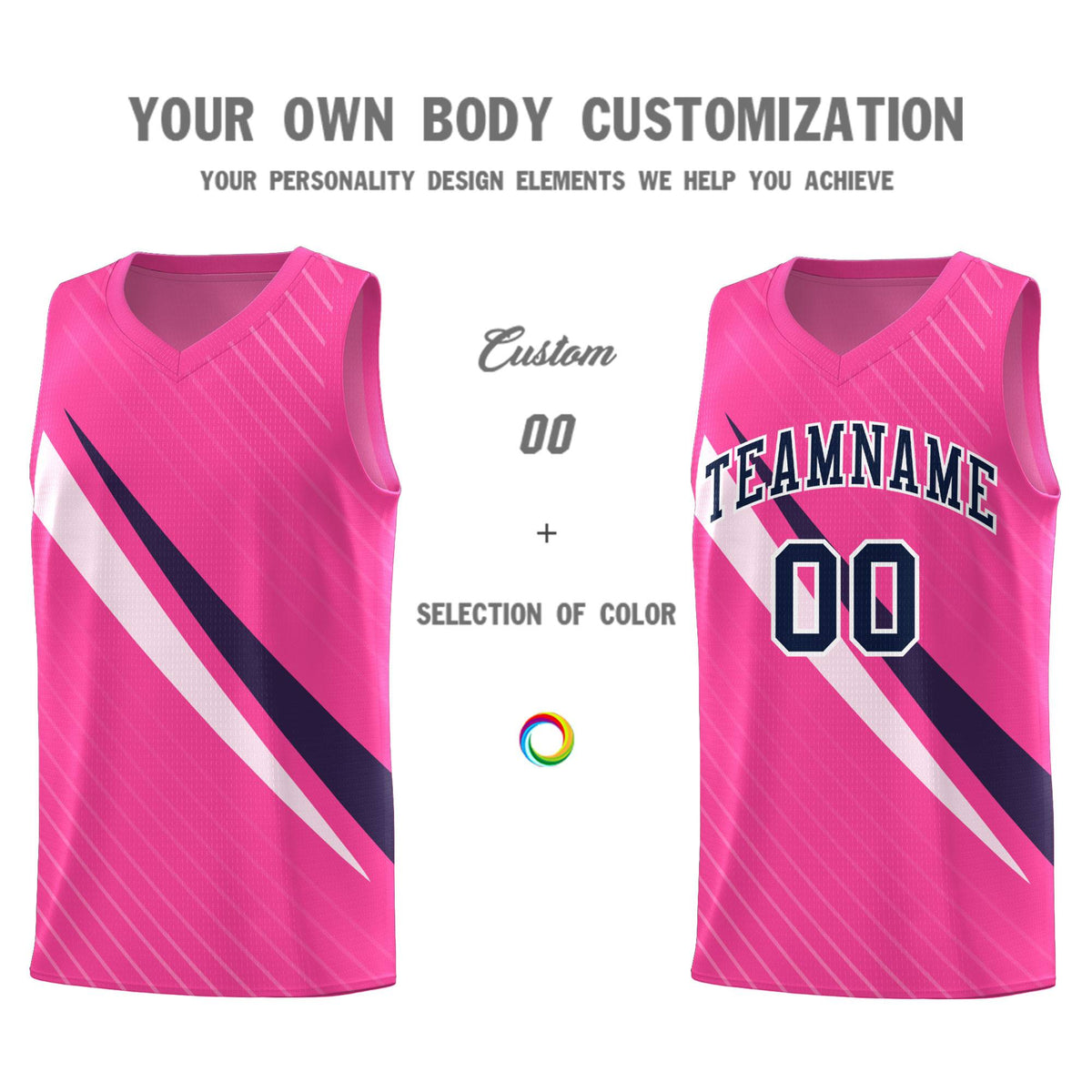 Custom Pink Diagonal Pinstripe Pattern Color Block Sports Uniform Basketball Jersey|KXKSHOP