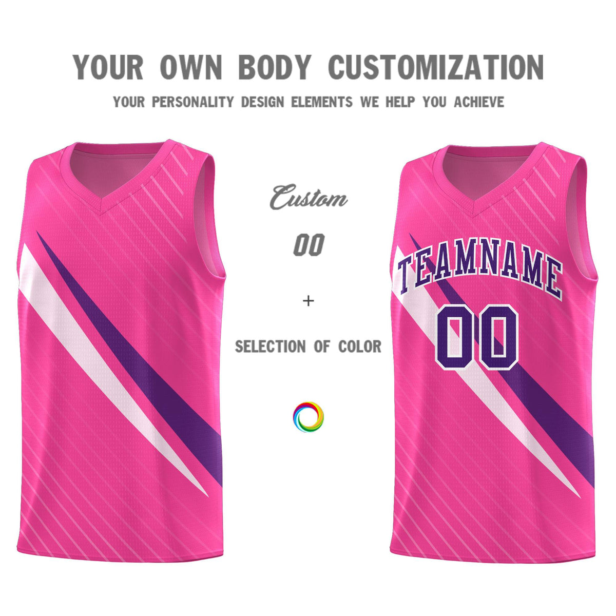 Custom Pink Diagonal Pinstripe Pattern Color Block Sports Uniform Basketball Jersey|KXKSHOP