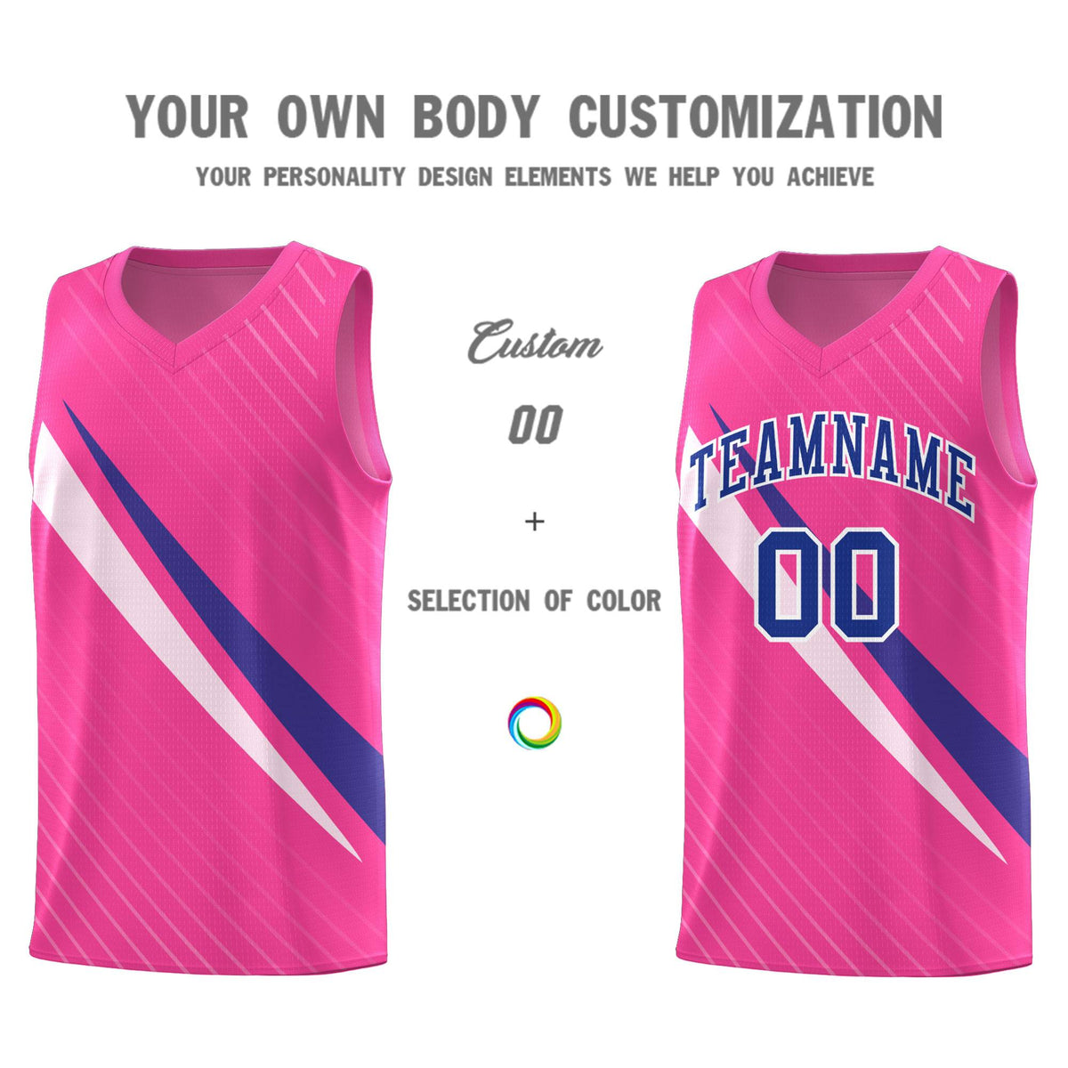Custom Pink Diagonal Pinstripe Pattern Color Block Sports Uniform Basketball Jersey|KXKSHOP