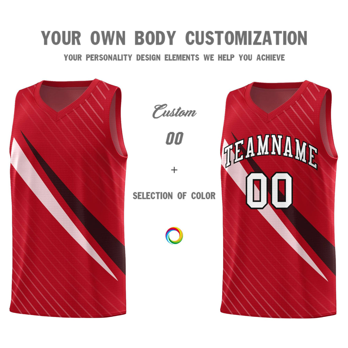 Custom Red Diagonal Pinstripe Pattern Color Block Sports Uniform Basketball Jersey|KXKSHOP