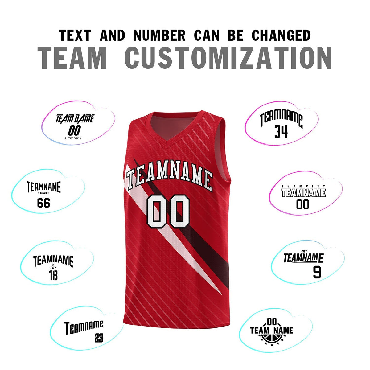 Custom Red Diagonal Pinstripe Pattern Color Block Sports Uniform Basketball Jersey|KXKSHOP