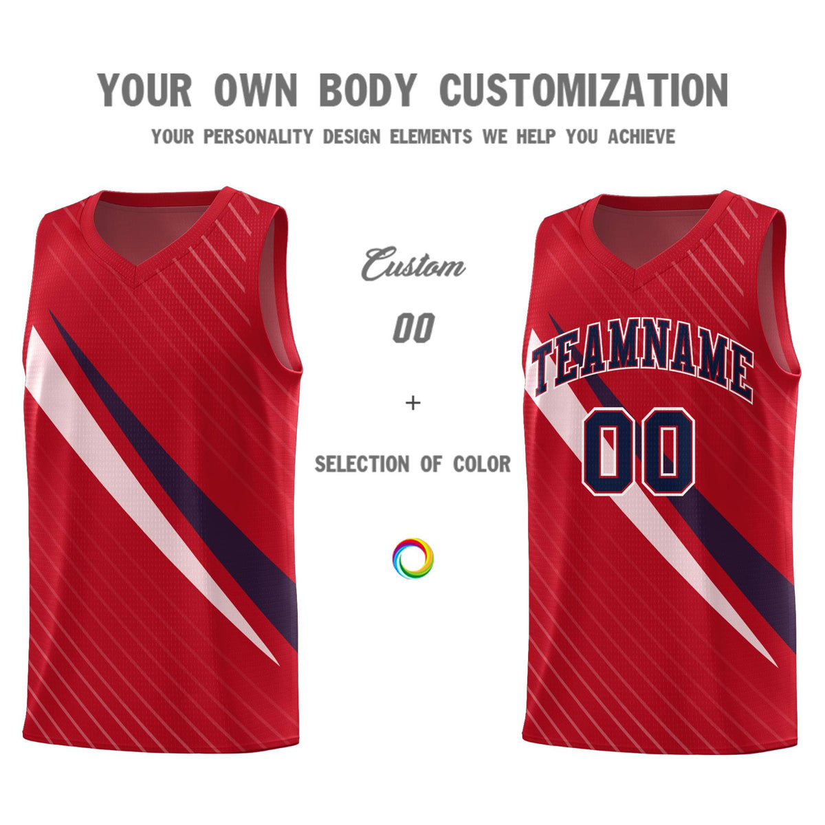 Custom Red Diagonal Pinstripe Pattern Color Block Sports Uniform Basketball Jersey|KXKSHOP
