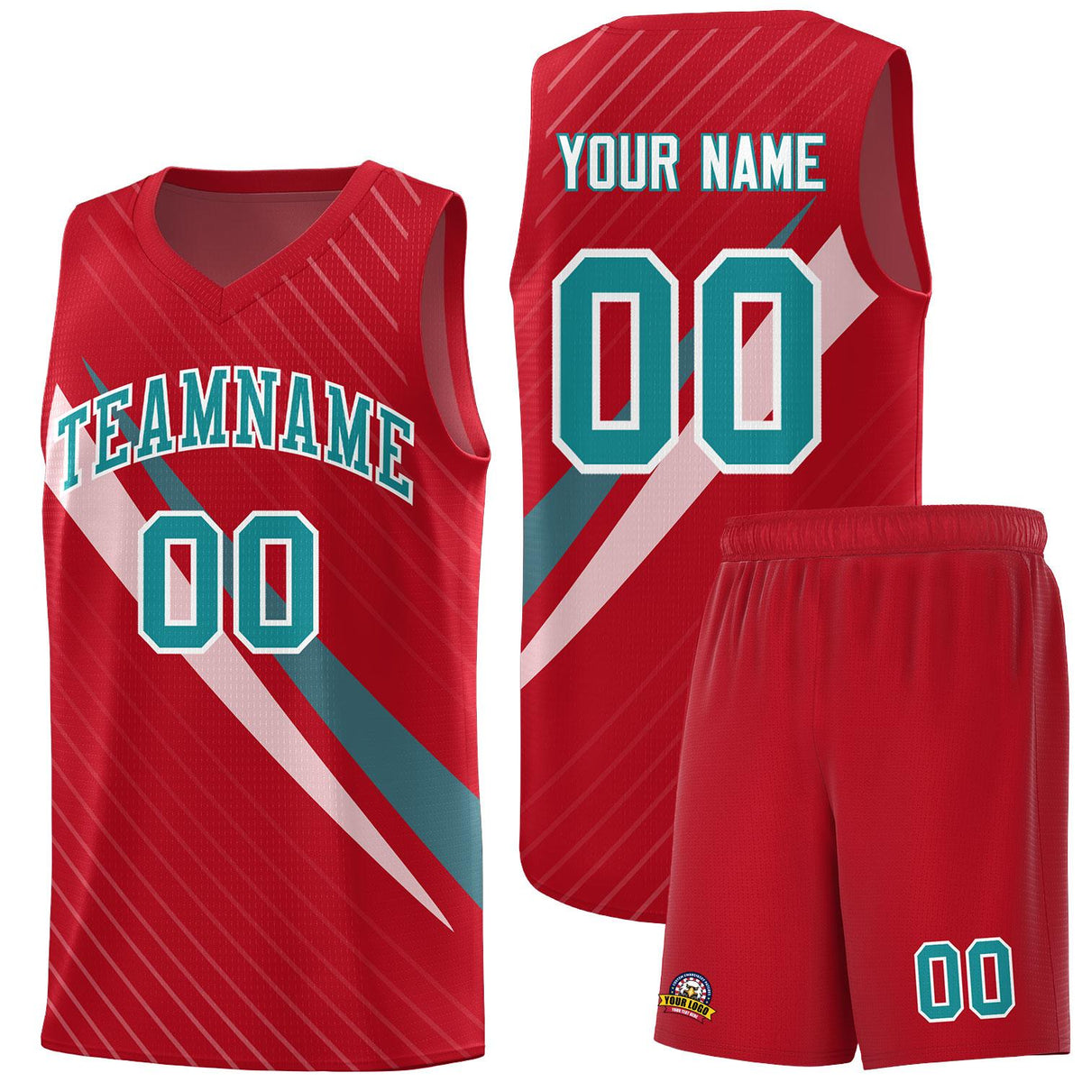 Custom Red Diagonal Pinstripe Pattern Color Block Sports Uniform Basketball Jersey|KXKSHOP
