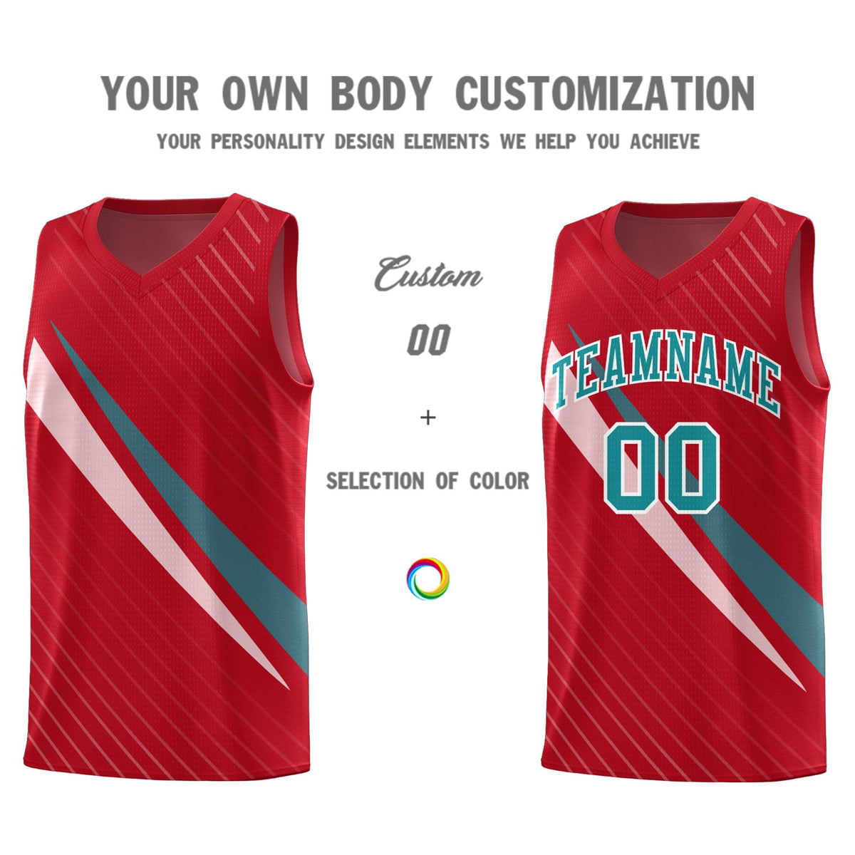 Custom Red Diagonal Pinstripe Pattern Color Block Sports Uniform Basketball Jersey|KXKSHOP